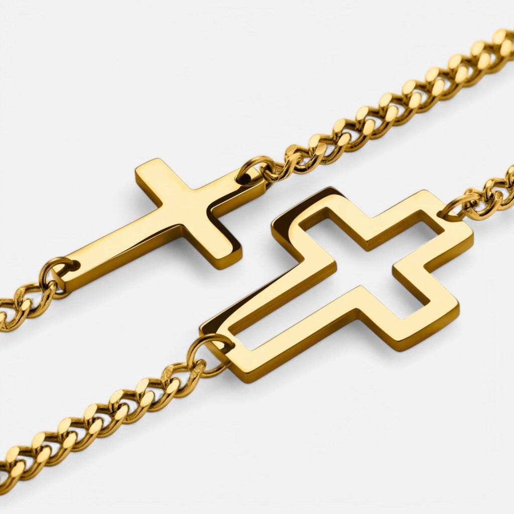 Luqro | Bracelet croisé à double chaîne pour hommes