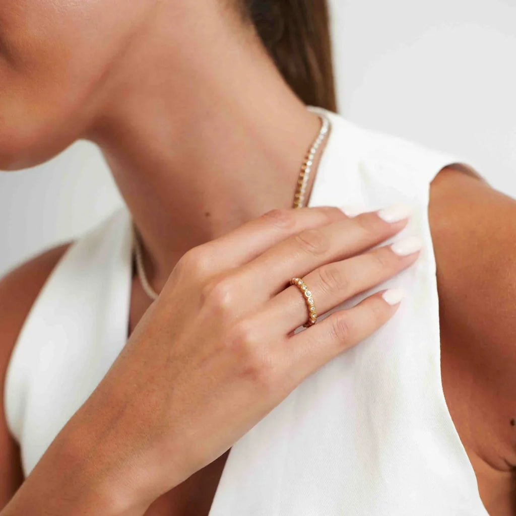 Luqro | Bague de Tennis Dorée pour Femmes