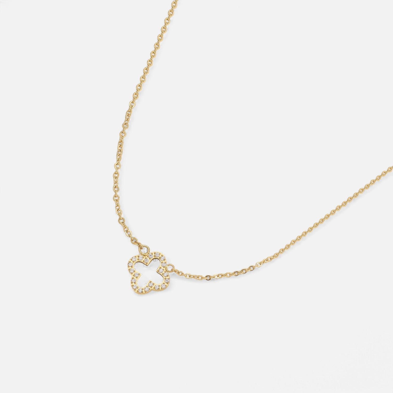 Luqro | Collier Pendentif Trèfle Pavé Doré pour Femmes