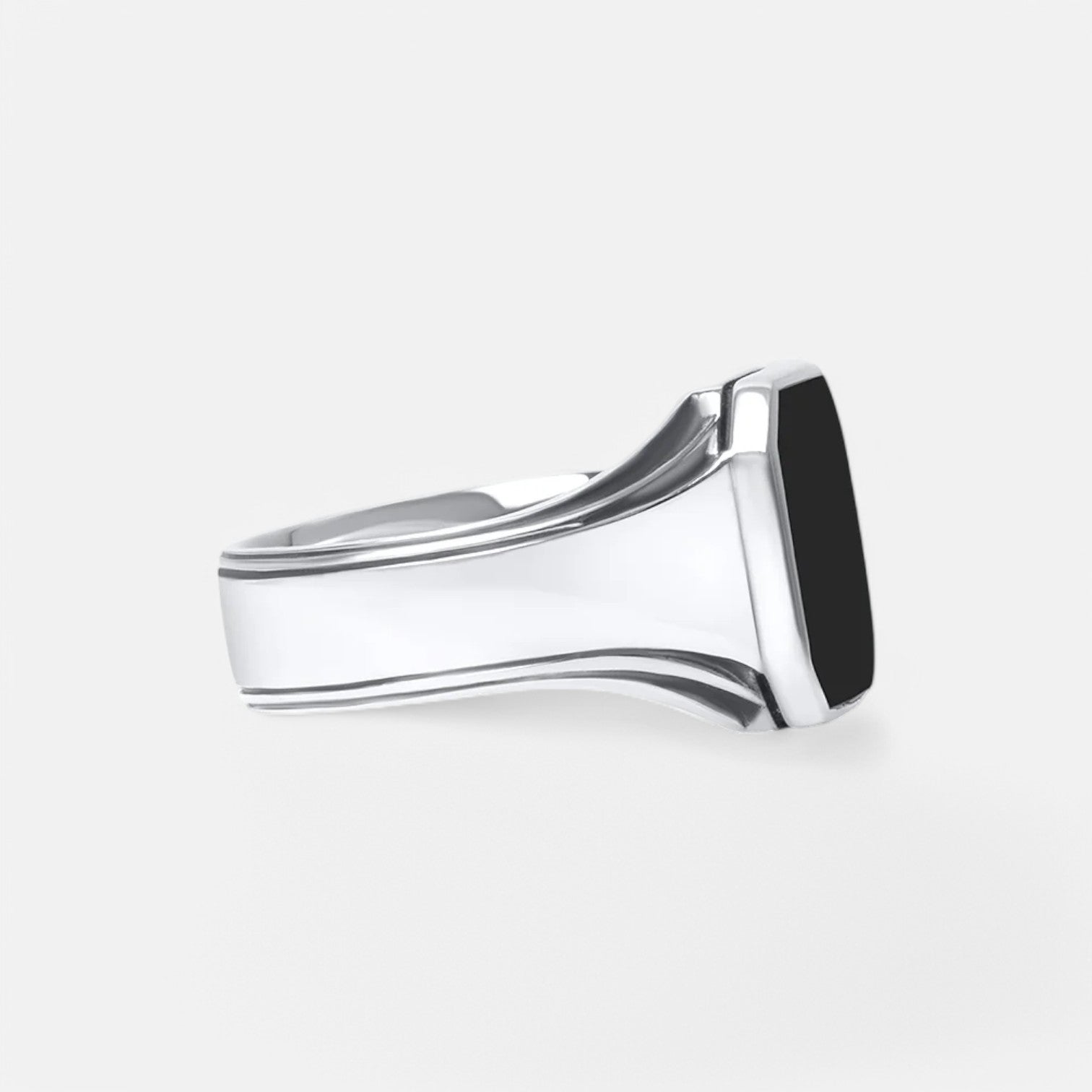 Luqro | Bague Signet Argent Noir pour Homme