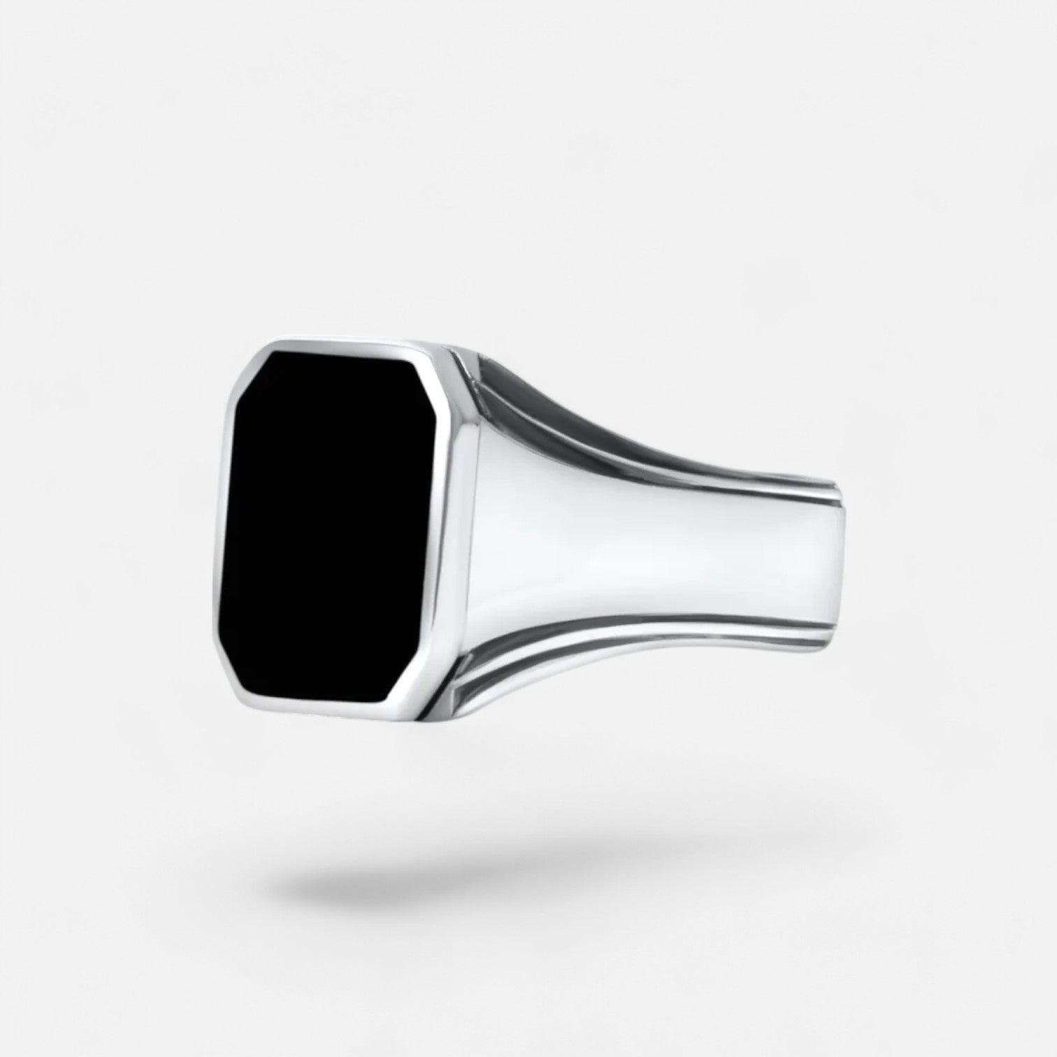 Luqro | Bague Signet Argent Noir pour Homme