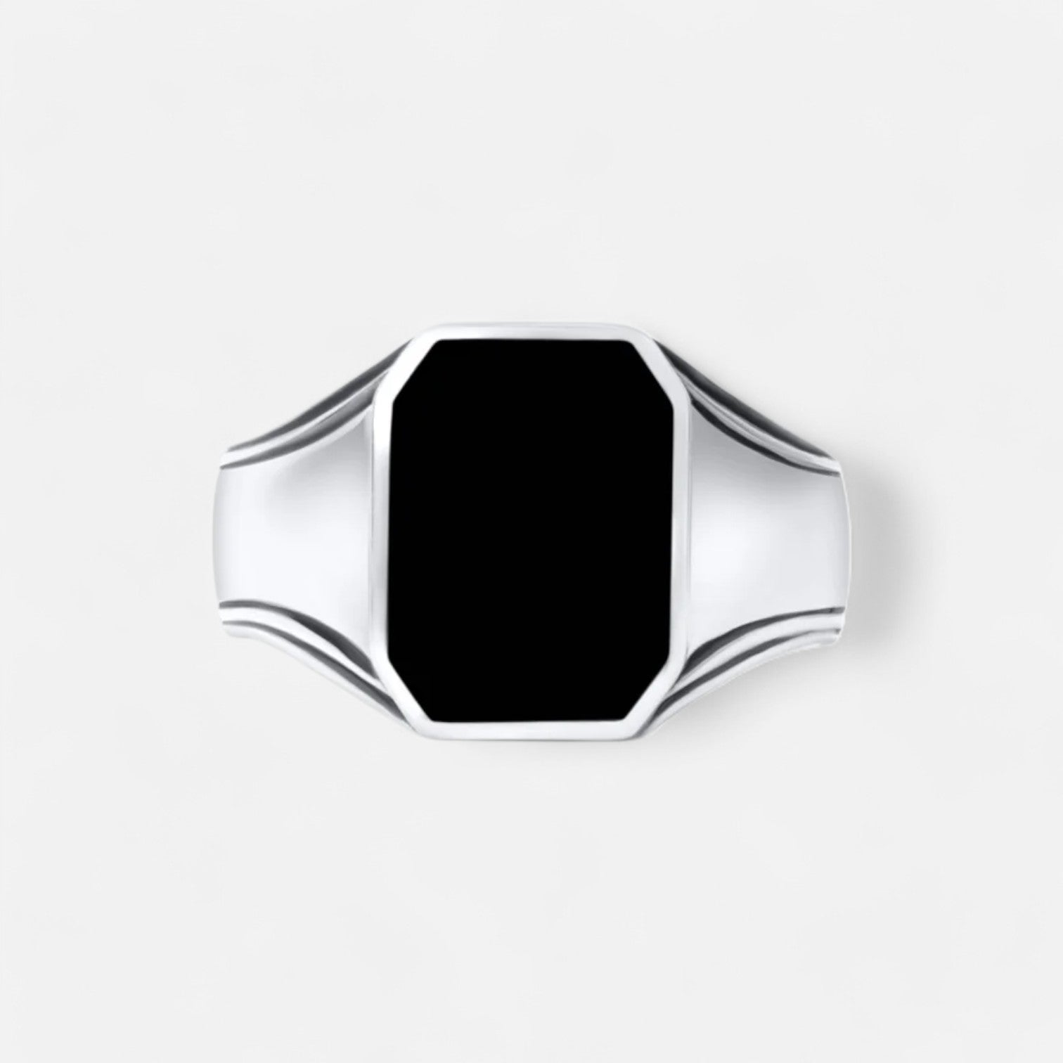 Luqro | Bague Signet Argent Noir pour Homme