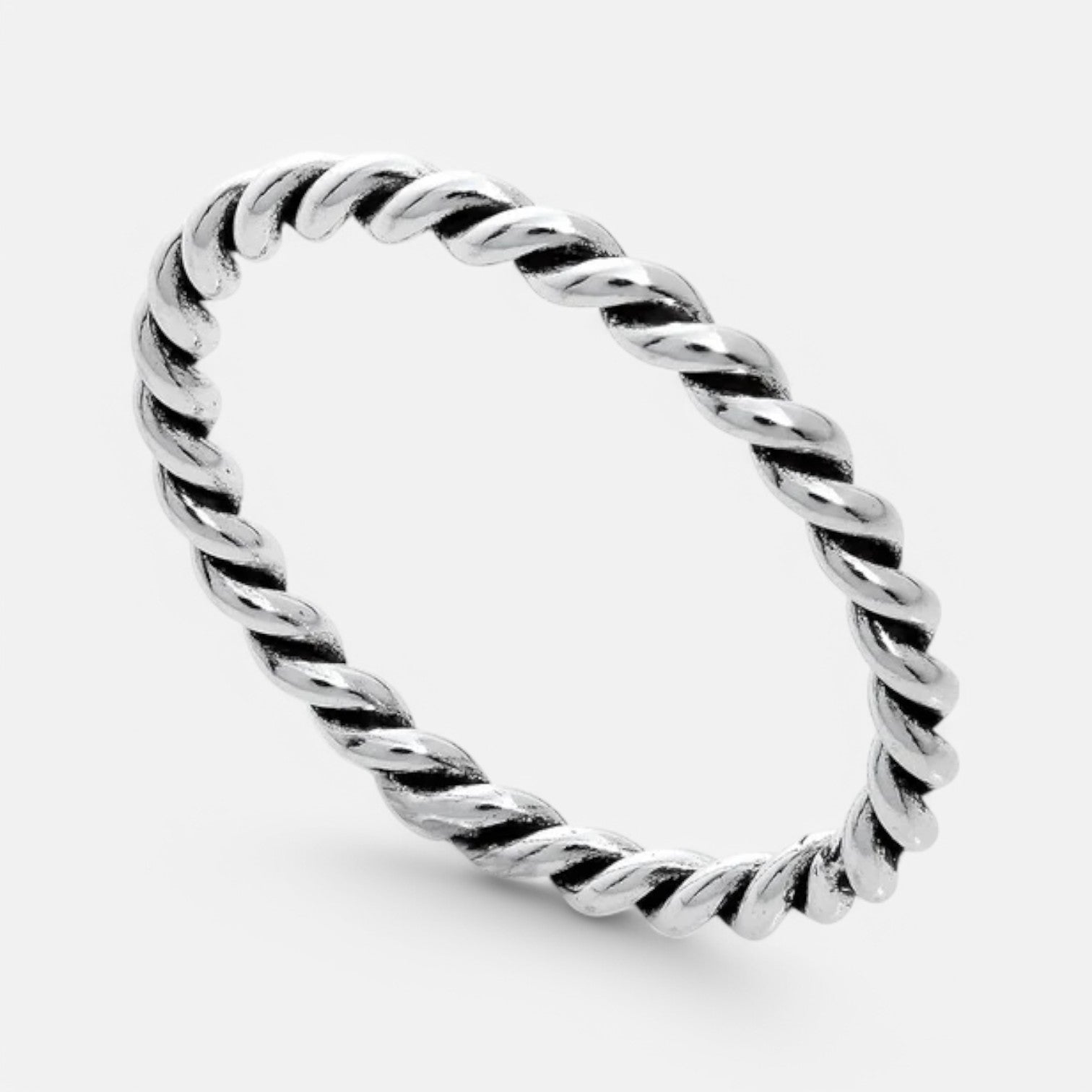 Luqro | Bague Empilable en Argent Sterling 2mm avec Corde Tordue