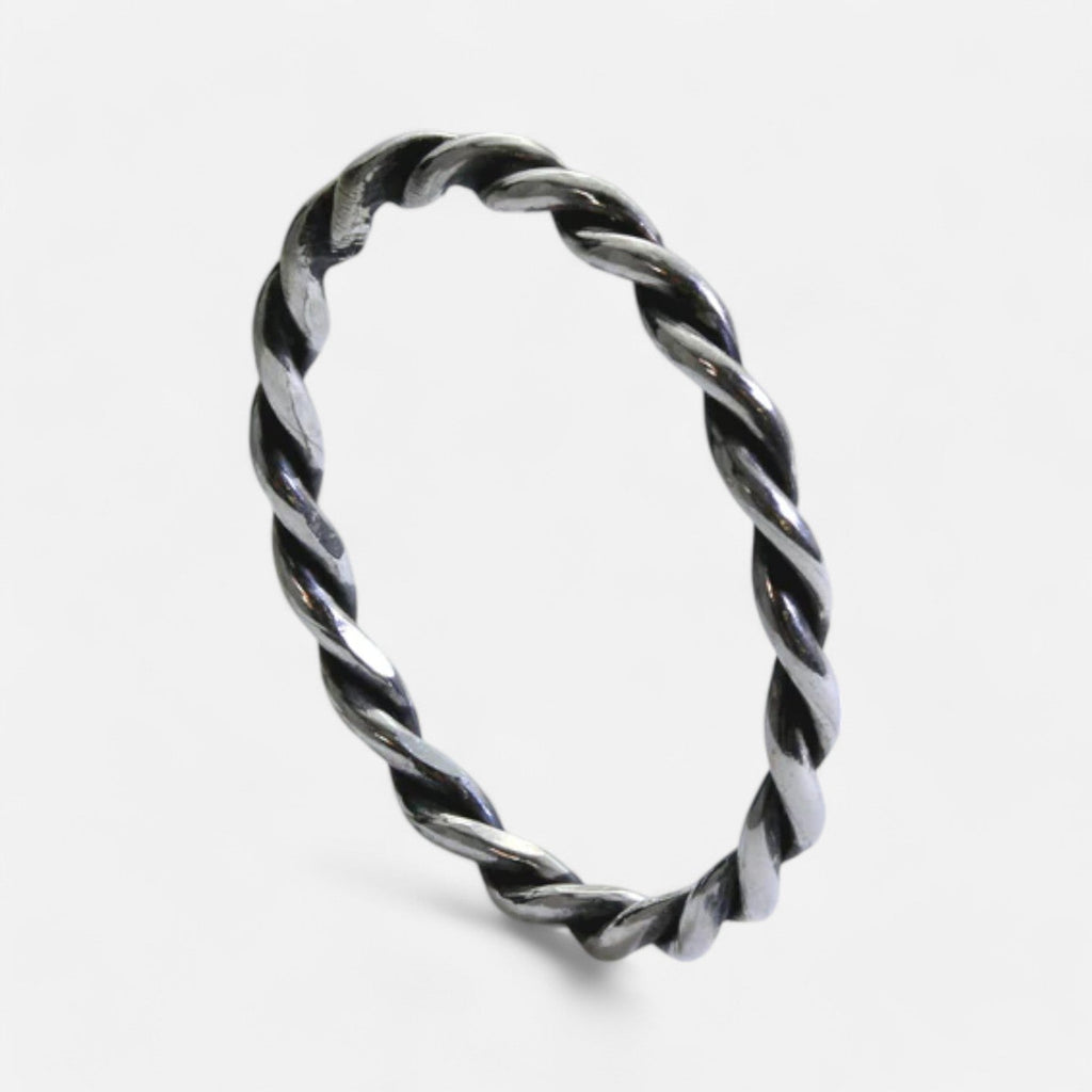 Luqro | Bague Empilable en Argent Sterling 2mm avec Corde Tordue
