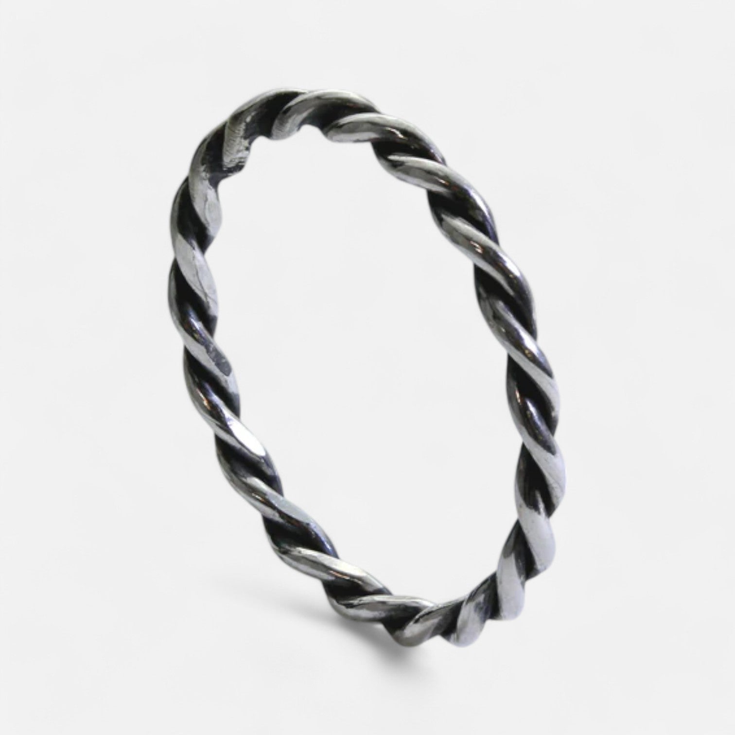 Luqro | Bague Empilable en Argent Sterling 2mm avec Corde Tordue