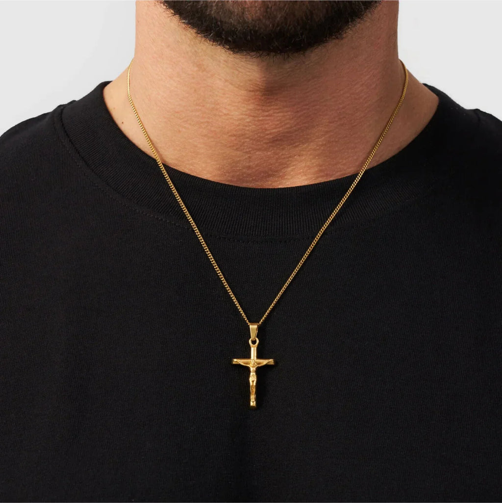 Luqro | Crucifix Doré Premium pour Hommes