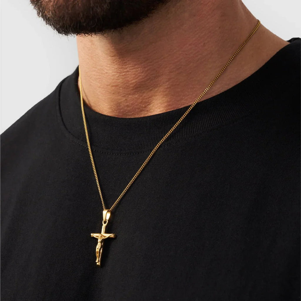 Luqro | Crucifix Doré Premium pour Hommes