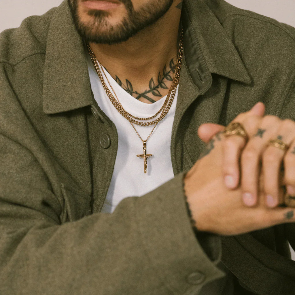 Luqro | Crucifix Doré Premium pour Hommes