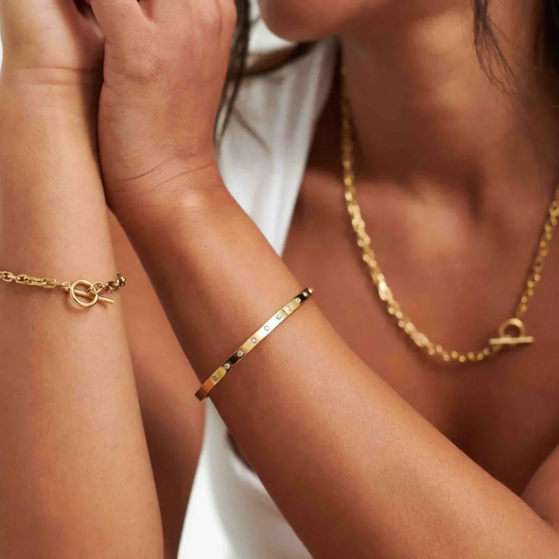 Luqro | Bracelet Bangle Éternité Doré pour Femmes